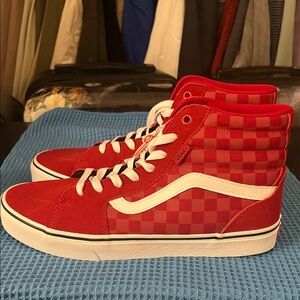 Vans Filmore Hi Top Red Checkered Sneakers
